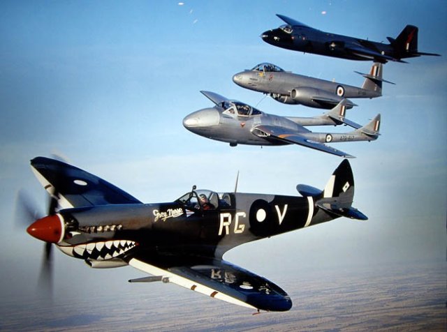 image temora-aviation-museum-spitfire-vampire-meteor-and-canberra-illuminated-photo-jpg