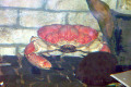 057-Giant-Crab-Pseudocarcinus-gigas-King-Crab-with-Green-Moray-Eel-head-showing